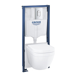 Комплект унитаза с инсталляцией Solido arena cosmopolitan, с микролифтом, Grohe 39702000 Grohe
