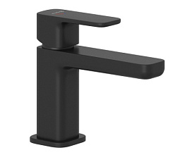 Смеситель для умывальника Renon матовый, неповоротный излив, чёрный цвет, с донным клапаном, холодный старт, Kludi 422673975 Kludi