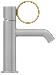 Смеситель для умывальника Vivienne Signature матовый, ручка латунь, неповоротный излив, без донного клапана, Jacob Delafon E38682-LB3-G Jacob Delafon