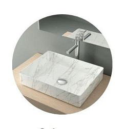 Накладная раковина Qtro47 47х36х11 см, цвет белый мрамор, санфарфор, Nofer 23583 Nofer