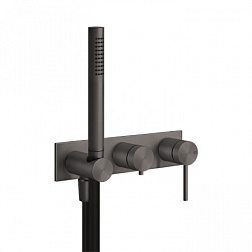 Лицевая часть встраиваемого смесителя Shower316 матовый pvd, с держателем лейки, 2 функции, чёрный цвет, Gessi 54038-707 Gessi