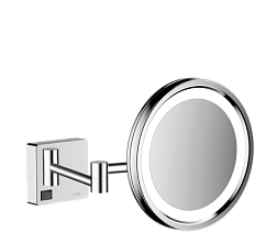 Настенное косметическое зеркало для ванной AddStoris хром, с подсветкой, Hansgrohe 41790000 Hansgrohe