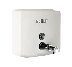 Настенный дозатор Inox квадратный, 1200 мл, цвет белый, с держателем, Nofer 03004.W Nofer