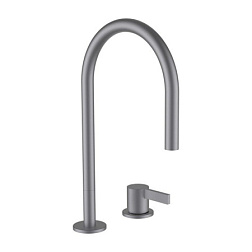 Смеситель для раковины на 2 отверстия Kartell by laufen стальной цвет, без донного клапана, Laufen 3.1133.2.090.220.1 Laufen