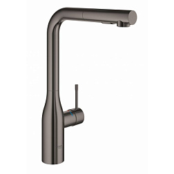 Смеситель для кухни с выдвижной лейкой Essence New темный, глянец, графит, Grohe 30270A00 Grohe