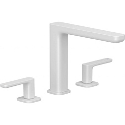 Смеситель для раковины на 3 отверстия Renon матовый, белый цвет, с донным клапаном, Kludi 423935375 Kludi