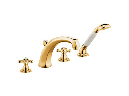 Смеситель на борт ванны Adlon позолоченный с вытягивающейся душевой лейкой, на 4 отв., золото, Kludi 515244520 Kludi