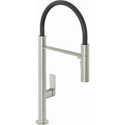 Смеситель для кухни с гибким изливом Qord брашированный никель, Kludi 56859N575 Kludi