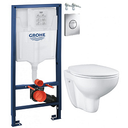 Комплект унитаза с инсталляцией Bau Ceramic с микролифтом, с кнопкой, Grohe 39499000 Grohe