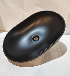 Накладная раковина Balisong 60х40х15 см, санфарфор, черный матовый, White Ceramic W080705 White Ceramic