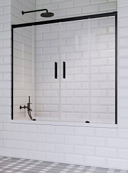 Шторка для ванны Idea Black PN DWD 180х150 см, стекло 6 мм, черный профиль, купе, прозрачная, Radaway 10004180-54-01 Radaway