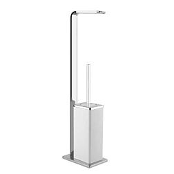 Ёршик Ispa с держателем для бумаги, хром / белый, Gessi 41733-031 Gessi