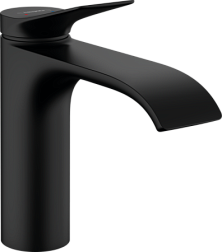 Смеситель для умывальника Vivenis матовый, высота 16,8 см, неповоротный излив, чёрный цвет, с донным клапаном, Hansgrohe 75020670 Hansgrohe