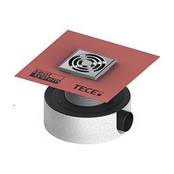 Душевой трап TECEdrainpoint S низкий, сифон с горизонт. выпуском, с решеткой, TECE 3601104 TECE