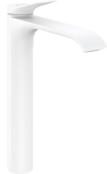 Высокий смеситель на столешницу Vivenis 30,9 см, матовый, неповоротный излив, белый цвет, с донным клапаном, Hansgrohe 75040700 Hansgrohe