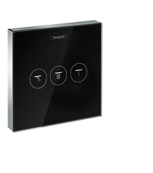Лицевая часть встраиваемого переключателя Shower Select Glass черный / хром, 3 функции, Hansgrohe 15736600 Hansgrohe