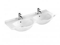 Подвесная раковина Sophie 125х50х18,5 см, 2 отверстия, с переливом, санфаянс, двойная, с отв. под смеситель, Hatria Y0Q501 Hatria