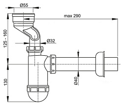 Сифон для писсуара Ecco пластиковый для писсуара, Ideal Standard VV20016000 Ideal Standard