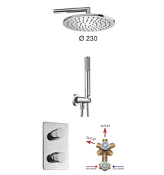 Готовый набор для душа (без излива) Cosmo easy-clean, 1 режим верхней лейки, 1 режим ручной лейки, 23 см, round, 5 функций, Bossini M00753.030 Bossini
