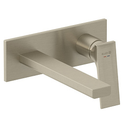 Внешняя часть встраиваемого смесителя для раковины Decus брашированный, длина излива 21см, никель, Kludi 54244N575 Kludi