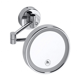 Настенное косметическое зеркало для ванной увеличение х3, латунь, с подсветкой, Bemeta 116301142 Bemeta