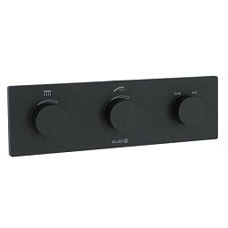 Встраиваемый в стену смеситель без излива Pushtronic матовый, 2 функции, чёрный цвет, термостат, Kludi 3830039-00 Kludi