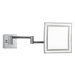 Настенное косметическое зеркало для ванной квадратное, 21 см, хром, с подсветкой, Bemeta 116301812 Bemeta