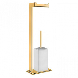 Ёршик Eleganza с держателем для туалетной бумаги, золото, Gessi 46553-080 Gessi