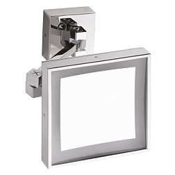 Настенное косметическое зеркало для ванной квадратное, 20 см, хром, с подсветкой, Bemeta 116101202 Bemeta