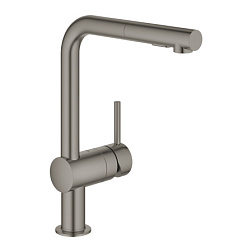 Смеситель для кухни с выдвижной лейкой Minta матовый, dn 15, графит, Grohe 30274AL0 Grohe