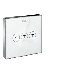 Лицевая часть встраиваемого переключателя Shower Select Glass белая, 3 функции, Hansgrohe 15736400 Hansgrohe