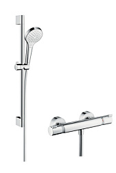 Настенный смеситель без излива Croma Select S белый цвет, с лейкой, термостат, Hansgrohe 27013400 Hansgrohe
