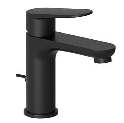 Смеситель для умывальника X1 матовый, высота до излива 9,5см, неповоротный излив, чёрный цвет, с донным клапаном, Kludi 322883975 Kludi
