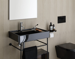 Подвесная раковина Kartell by laufen 60х46х12 см, черный глянец, полочка справа, с 1 отверстием для смесителя, SaphirKeramik, Laufen 8.1033.4.020.111.1 Laufen