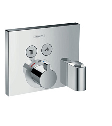 Лицевая часть встраиваемого смесителя Shower Select с держателем лейки, кнопки select, 2 функции, Hansgrohe 15765000 Hansgrohe