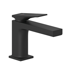 Смеситель для умывальника Decus матовый, push-open, высота до излива 8,5см, неповоротный излив, чёрный цвет, с донным клапаном, Kludi 542663975 Kludi