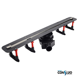 Дренажный желоб Confluo Slim Line 75х7,2 см, сифон с горизонт. выпуском, с решеткой, Pestan 13100034 Pestan