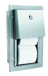 Держатель туалетной бумаги встраиваемый, для 2 рулонов, матовый, хром, с крышкой, Nofer 05202.S Nofer