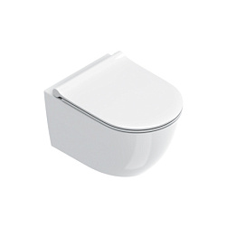 Подвесной унитаз Sfera 35х50 см, покрытие cataglaze+, вихревой смыв silentech, безободковый, без сиденья, тихий смыв, Catalano 0511700001 Catalano