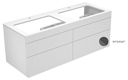 Модуль под раковину Edition 400 140х53,5х54,6 см, корпус белый, фас антрацит, под 2 раковины, 4 ящика, с отв. под смес, система push-to-open, Keuco 31575700100 Keuco