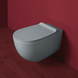 Подвесной унитаз Vignoni 36,5х56 см, цвет: cemento matt, безободковый, без сиденья, Simas VI18 cemento matt Simas