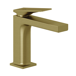 Смеситель для умывальника Decus брашированное, высота до излива 11см, неповоротный излив, золото, без донного клапана, Kludi 54282N075 Kludi