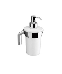 Настенный дозатор Karma керамический, c металлической помпой, хром / белый, с держателем, Gedy 3581(13) Gedy