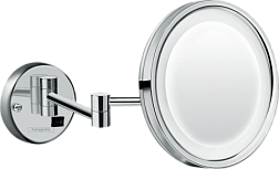 Настенное косметическое зеркало для ванной Logis Universal увеличительное, хром, с подсветкой, Hansgrohe 73560000 Hansgrohe