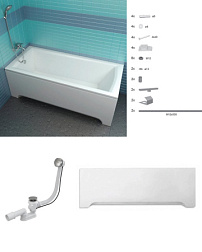 Акриловая ванна Domino Plus 170х75 см, с рамой, фронатльной панелью и сточным комплектом, Ravak 70508015 Ravak