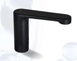 Сенсорный смеситель на раковину Nofer удлинённый, от батареек/от сети, чёрный цвет, Nofer 07260.LN Nofer