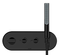 Лицевая часть встраиваемого смесителя Apice матовый, с лейкой, термостат, 2 функции, чёрный цвет, Bossini Z00523.073 Bossini