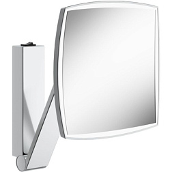 Настенное косметическое зеркало для ванной iLook_move шлифованный, квадратное, увеличение x5, никель, с подсветкой, Keuco 17613059004 Keuco
