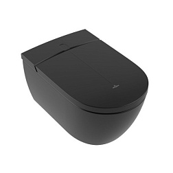 Подвесной электронный унитаз Viclean 38,5х59,5 см, черный матовый, безободковый, функция биде, с сиденьем, тихий смыв, Villeroy&Boch V0E100R7 Villeroy&Boch
