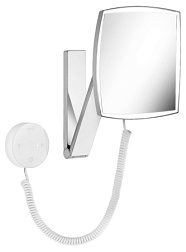 Настенное косметическое зеркало для ванной iLook_move квадратное, с сенсорной панелью и кабелем, хром, с подсветкой, Keuco 17613019000 Keuco
